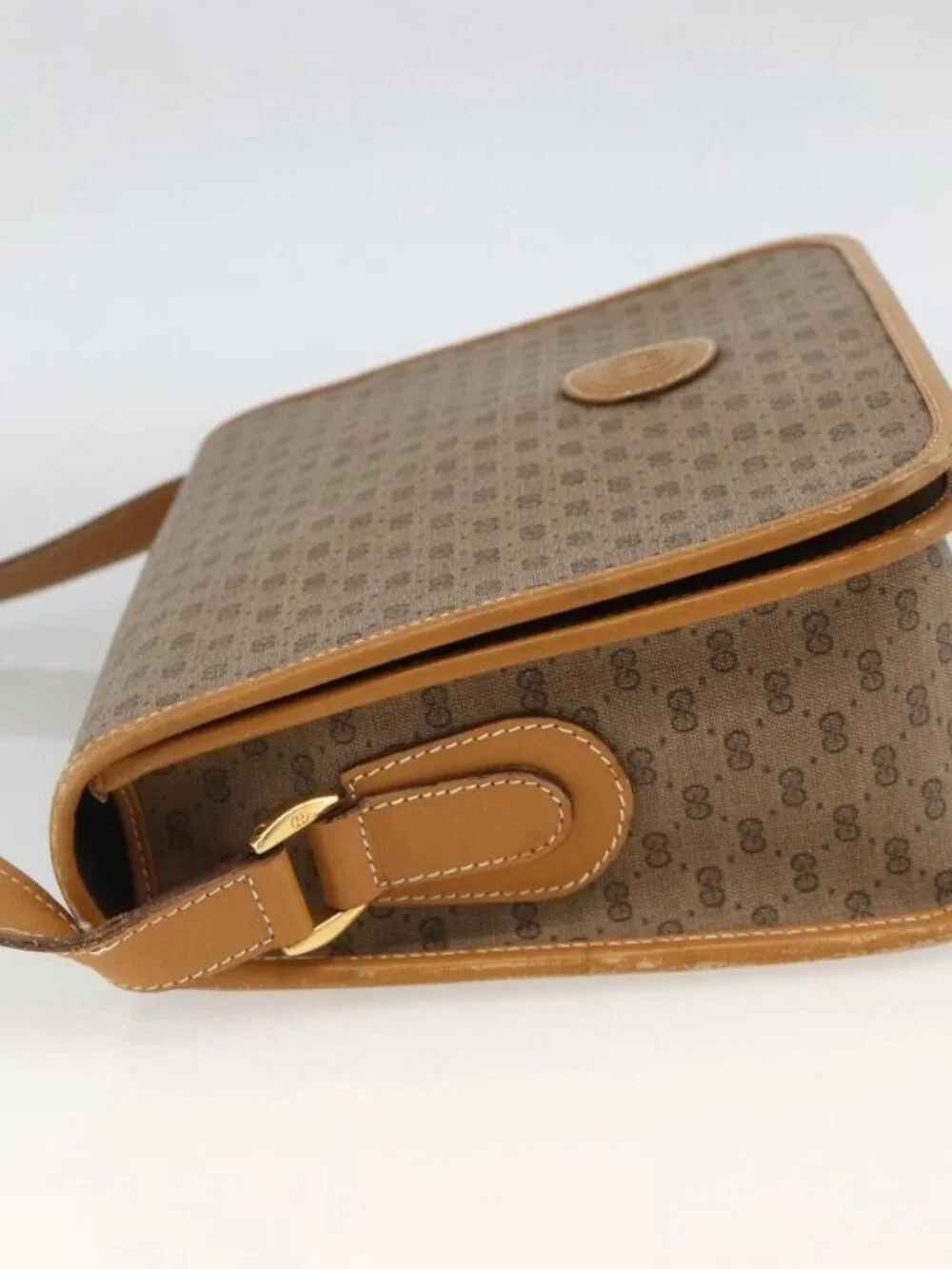GUCCI Micro GG Supreme Shoulder Bag PVC Beige Gold 001 904 0915 Auth ka3456